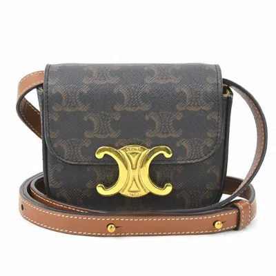 Pre-owned Celine Brown Coated Canvas Shoulder Bag ()