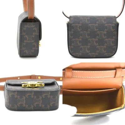 Pre-owned Celine Brown Coated Canvas Shoulder Bag ()