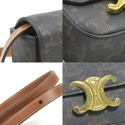 Pre-owned Celine Brown Coated Canvas Shoulder Bag ()