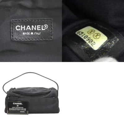 Pre-owned Chanel Black Nylon Jacquard Handbag Vanity Bag ()