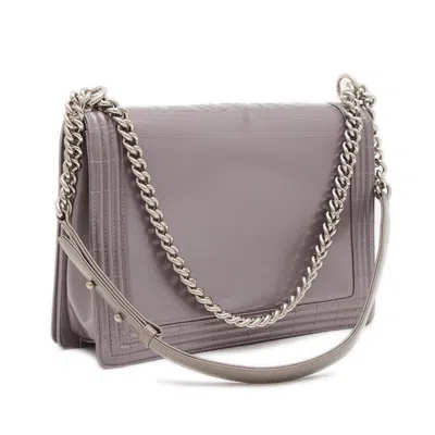 Pre-owned Chanel Metallic Purple Leather Shoulder Bag ()