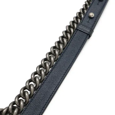 Pre-owned Chanel Navy Leather Shoulder Bag ()