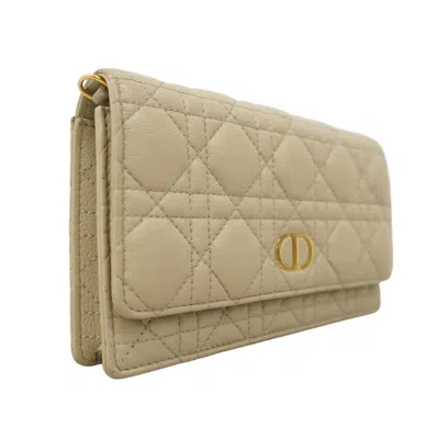 Pre-owned Dior Christian  Beige Leather Chain/shoulder Wallet () In Sand