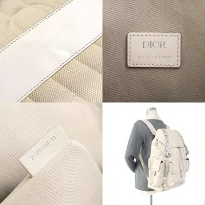 Pre-owned Dior Christian  Light Beige Coated Canvas Leather Backpack ()