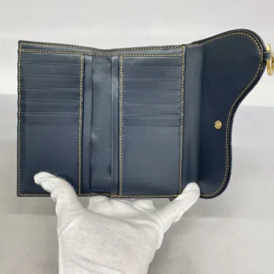 Pre-owned Dior Christian  Navy Canvas Long Wallet (bi-fold) ()