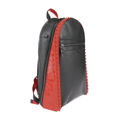 Pre-owned Christian Louboutin Black Red Color Leather Rubber Backpack Handbag ()