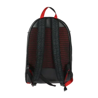 Pre-owned Christian Louboutin Black Red Color Leather Rubber Backpack Handbag ()
