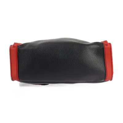 Pre-owned Christian Louboutin Black Red Color Leather Rubber Backpack Handbag ()