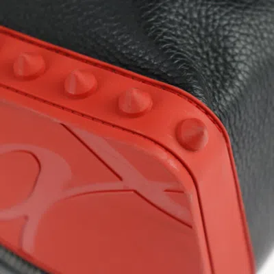 Pre-owned Christian Louboutin Black Red Color Leather Rubber Backpack Handbag ()