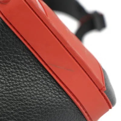 Pre-owned Christian Louboutin Black Red Color Leather Rubber Backpack Handbag ()