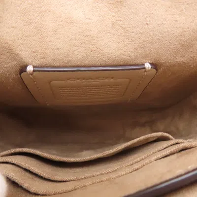Pre-owned Coach Beige White Canvas Leather Shoulder Bag ()