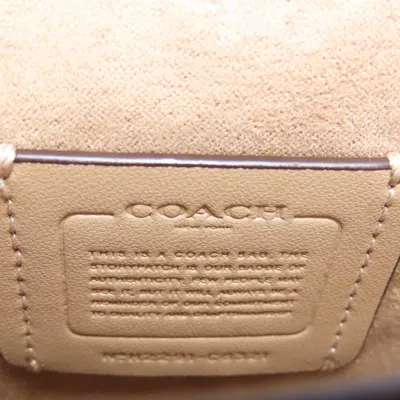 Pre-owned Coach Beige White Canvas Leather Shoulder Bag ()