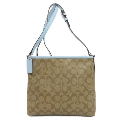 Pre-owned Coach Brown Light Blue Pvc Shoulder Bag ()