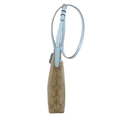 Pre-owned Coach Brown Light Blue Pvc Shoulder Bag ()