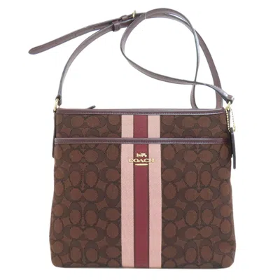 Pre-owned Coach Dark Brown Pink Canvas Shoulder Bag ()