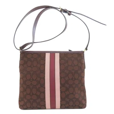 Pre-owned Coach Dark Brown Pink Canvas Shoulder Bag ()