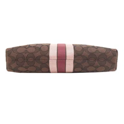 Pre-owned Coach Dark Brown Pink Canvas Shoulder Bag ()