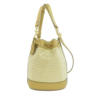 Pre-owned Coach Gold Rhinestone Leather Canvas Shoulder Bag ()