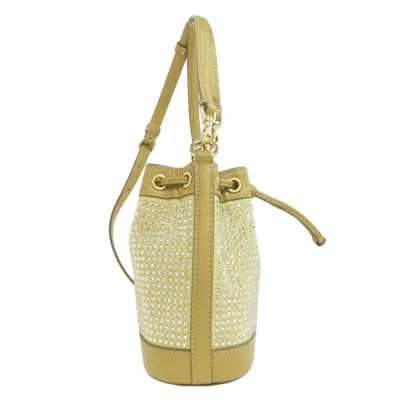 Pre-owned Coach Gold Rhinestone Leather Canvas Shoulder Bag ()