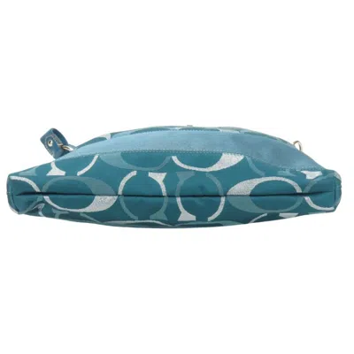 Pre-owned Coach Silver Turquoise Canvas Patent Leather Shoulder Bag ()