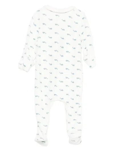 Petit Bateau Whale-print Peter Pan Collar Sleepsuit In Neutral
