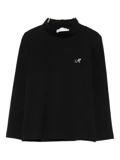 Monnalisa Mock-neck Embellished Top In Black