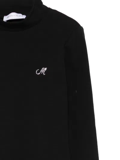 Monnalisa Mock-neck Embellished Top In Black