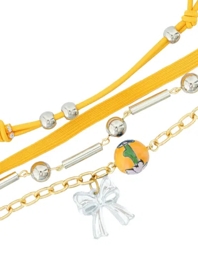 Amir Slama Bow-details Bead-embellished Bracelet Set
