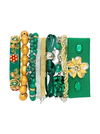 Amir Slama Beaded Flower Bracelet In Green
