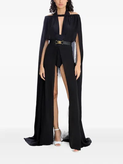 Amir Slama Cape Maxi Dress In Black