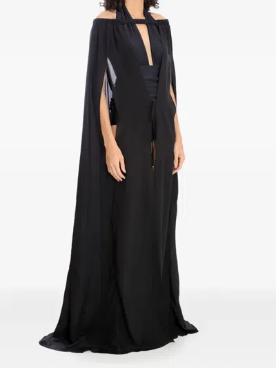 Amir Slama Cape Maxi Dress In Black