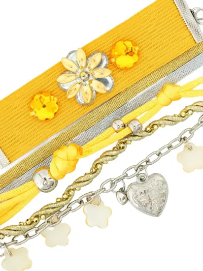 Amir Slama Beaded Flower Bracelet In Gold