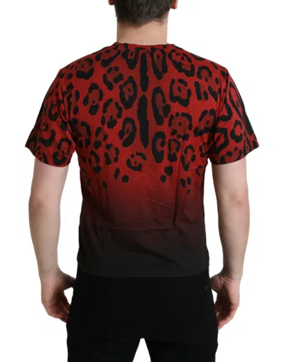 Dolce & Gabbana Red Leopard Cotton Short Sleeves T-shirt In Animal Print