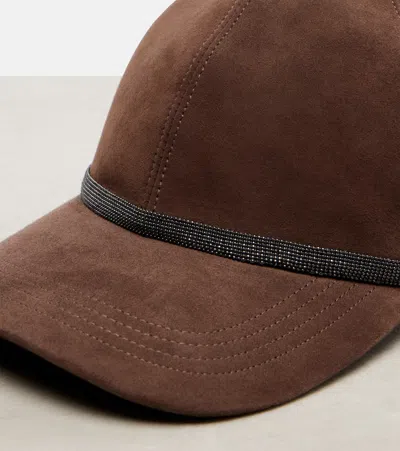 Brunello Cucinelli Monili Suede Baseball Cap
