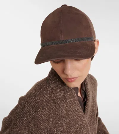 Brunello Cucinelli Monili Suede Baseball Cap