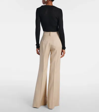 Gabriela Hearst Rhein High-rise Wool Flared Pants In Neutral