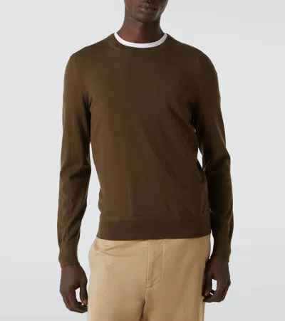 Tom Ford Fine Merino Virgin Wool Sweater In Brown