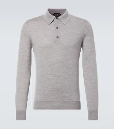 Tom Ford Cashmere And Silk Polo Sweater In Gray