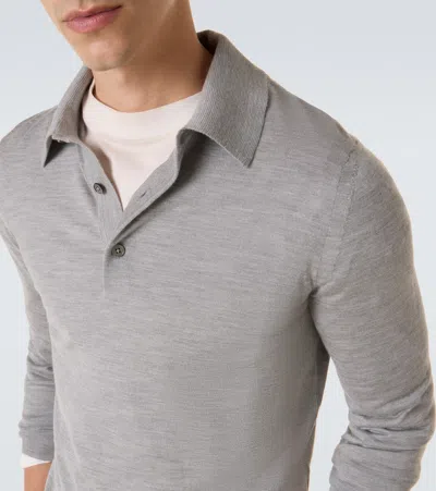 Tom Ford Cashmere And Silk Polo Sweater In Gray