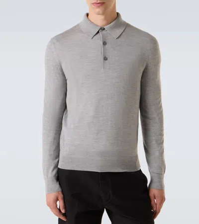 Tom Ford Cashmere And Silk Polo Sweater In Gray