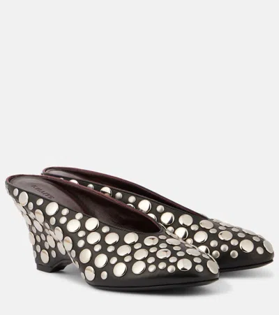 Khaite Cloak 75 Studded Leather Wedge Mules