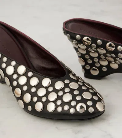 Khaite Cloak 75 Studded Leather Wedge Mules