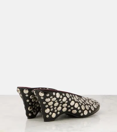 Khaite Cloak 75 Studded Leather Wedge Mules