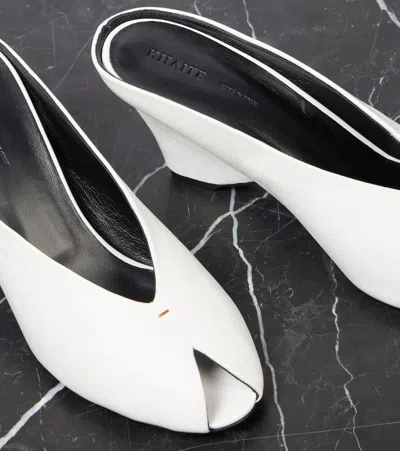 Khaite Cloak 75 Leather Peep-toe Wedge Mules