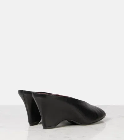 Khaite Cloak 75 Leather Peep-toe Wedge Mules