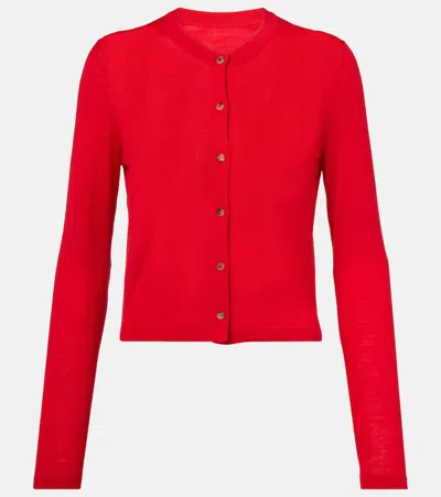 Khaite Brieta Wool-blend Cardigan In Red