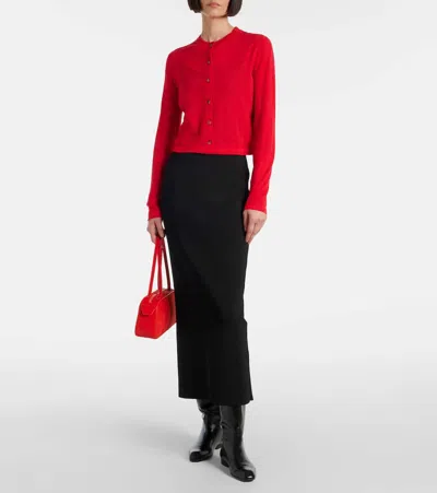 Khaite Brieta Wool-blend Cardigan In Red