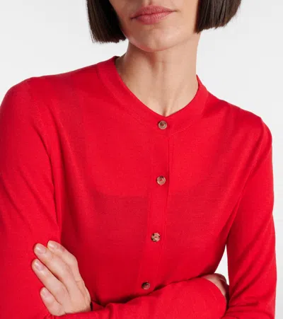 Khaite Brieta Wool-blend Cardigan In Red
