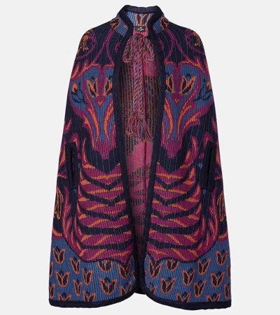 Etro Jacquard Wool And Cotton-blend Cape