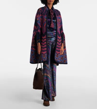 Etro Jacquard Wool And Cotton-blend Cape